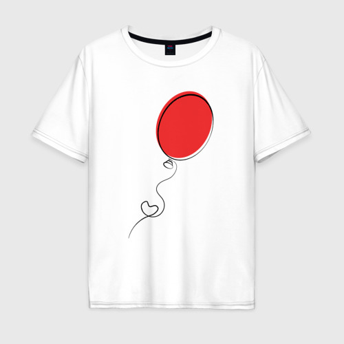 Мужская футболка хлопок Oversize с принтом Красный воздушный шарик с сердцем, вид спереди #2