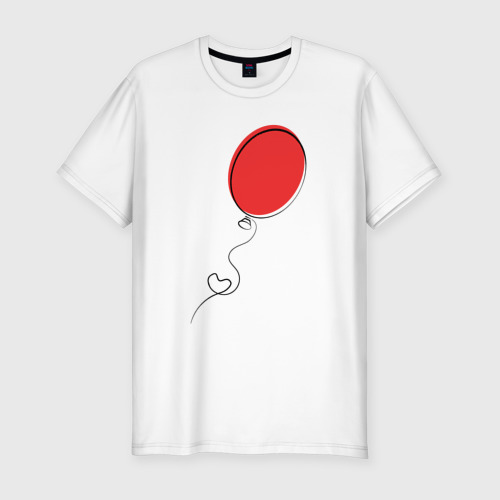Мужская футболка хлопок Slim с принтом Красный воздушный шарик с сердцем, вид спереди #2