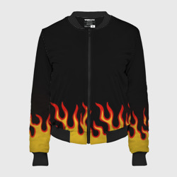 Женский бомбер 3D Горящее пламя