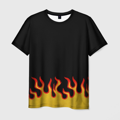 Мужская футболка с принтом Горящее пламя, вид спереди №1