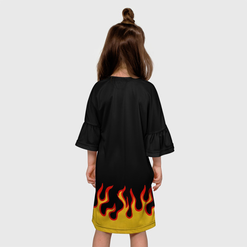 Детское платье 3D с принтом Горящее пламя, вид сзади #2