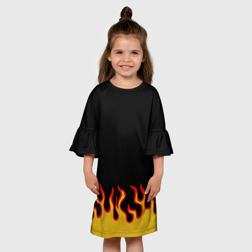 Детское платье 3D с принтом Горящее пламя, вид сбоку #3