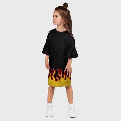 Детское платье 3D с принтом Горящее пламя, фото на моделе #1