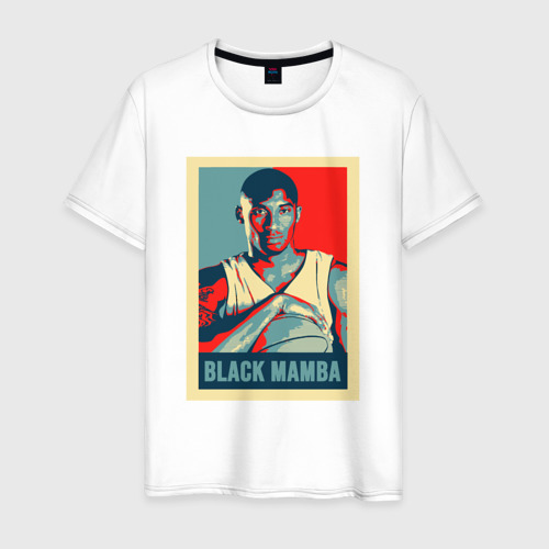 Мужская футболка из хлопка с принтом Black mamba poster, вид спереди №1