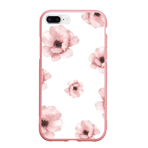Чехол для iPhone 7Plus/8 Plus матовый с принтом Цветок сакуры на белом фоне, вид спереди #2