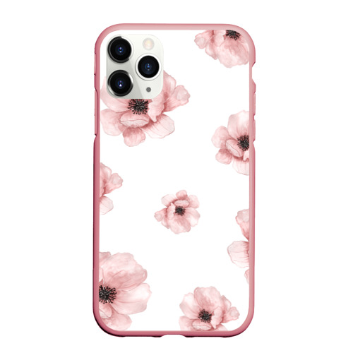 Чехол для iPhone 11 Pro матовый с принтом Цветок сакуры на белом фоне, вид спереди #2