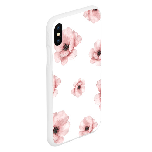 Чехол для iPhone XS Max матовый с принтом Цветок сакуры на белом фоне, вид сбоку #3
