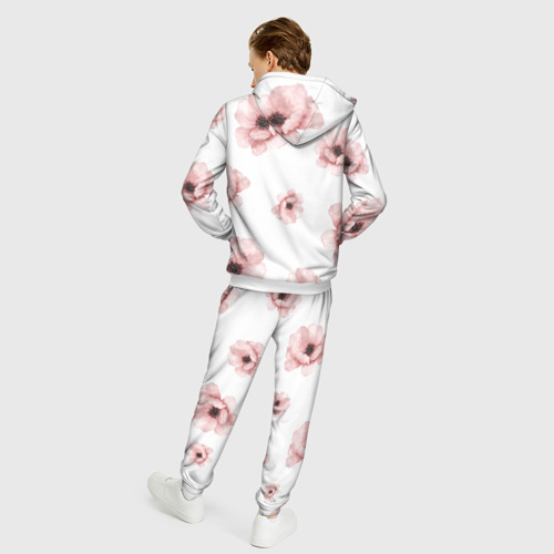 Мужской 3D костюм с принтом Цветок сакуры на белом фоне, вид сзади #2