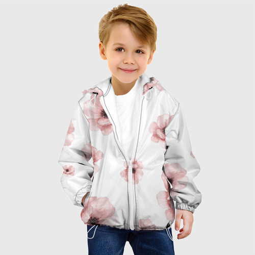 Детская куртка 3D Цветок сакуры на белом фоне, цвет белый - фото 3