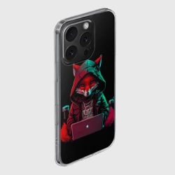 Чехол для iPhone 16 Pro Max силиконовый с защитой камеры Лис за ноутбуком от нейросети - фото 2