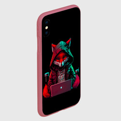Чехол для iPhone XS Max матовый Лис за ноутбуком от нейросети - фото 2