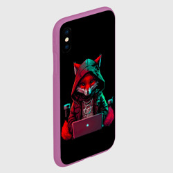 Чехол для iPhone XS Max матовый Лис за ноутбуком от нейросети - фото 2