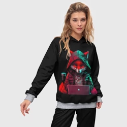 Женский костюм с толстовкой 3D Лис за ноутбуком от нейросети - фото 2