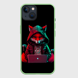 Чехол для iPhone 14 Лис за ноутбуком от нейросети