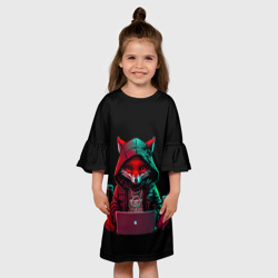 Детское платье 3D Лис за ноутбуком от нейросети - фото 2