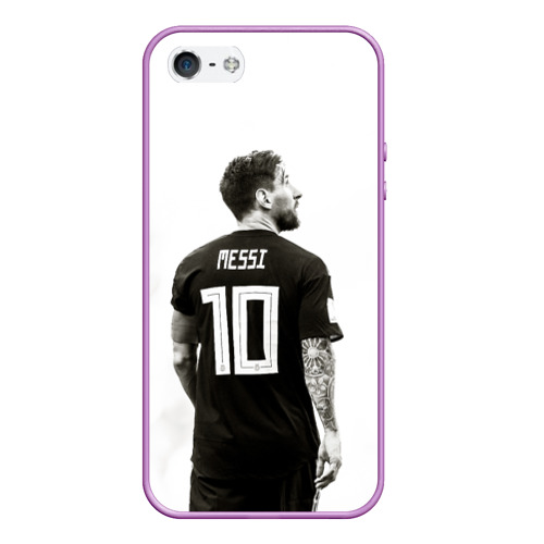 Чехол для iPhone 5/5S матовый 10 Leo Messi, цвет сиреневый