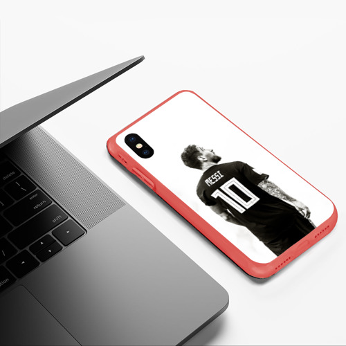 Чехол для iPhone XS Max матовый 10 Leo Messi, цвет красный - фото 5