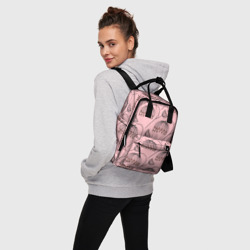 Женский рюкзак 3D Цветы в стиле бохо на пудрово-розовом фоне - фото 2