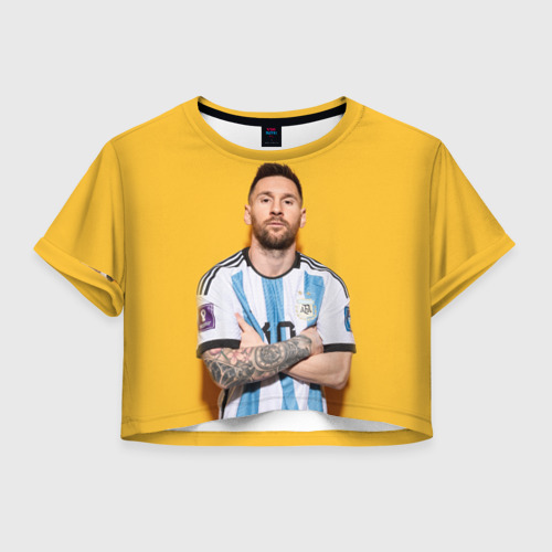 Женская футболка Crop-top 3D Lionel Messi 10, цвет 3D печать