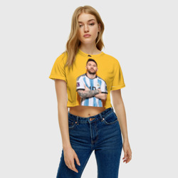 Женская футболка Crop-top 3D Lionel Messi 10 - фото 2