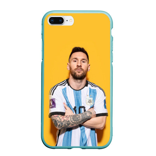 Чехол для iPhone 7Plus/8 Plus матовый Lionel Messi 10, цвет мятный
