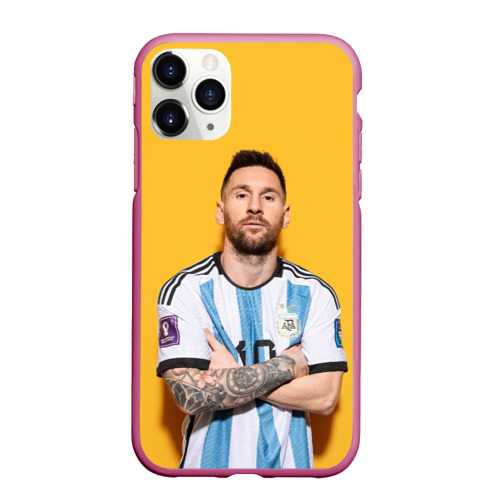 Чехол для iPhone 11 Pro Max матовый Lionel Messi 10, цвет малиновый