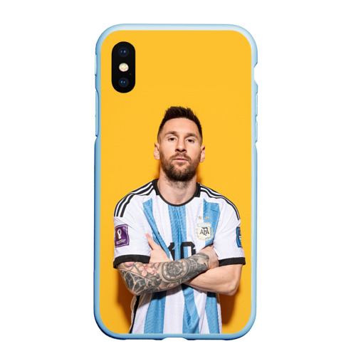 Чехол для iPhone XS Max матовый Lionel Messi 10, цвет голубой