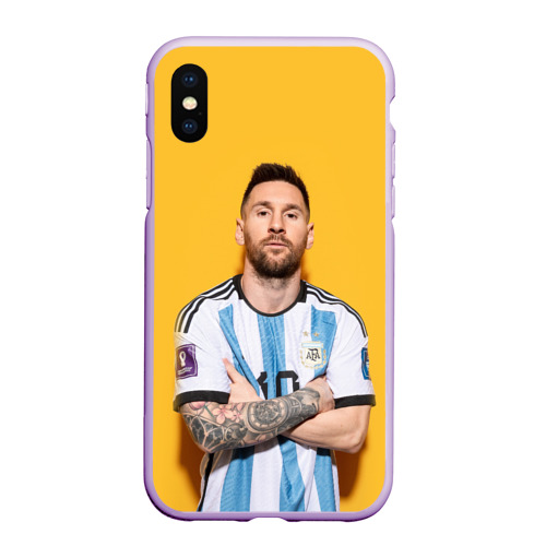 Чехол для iPhone XS Max матовый Lionel Messi 10, цвет сиреневый