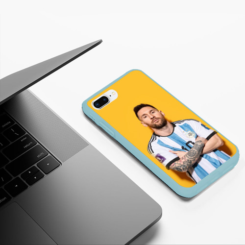 Чехол для iPhone 7Plus/8 Plus матовый Lionel Messi 10, цвет мятный - фото 5