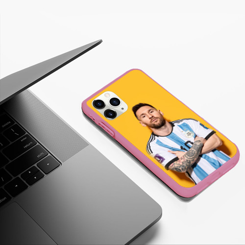 Чехол для iPhone 11 Pro Max матовый Lionel Messi 10, цвет малиновый - фото 5