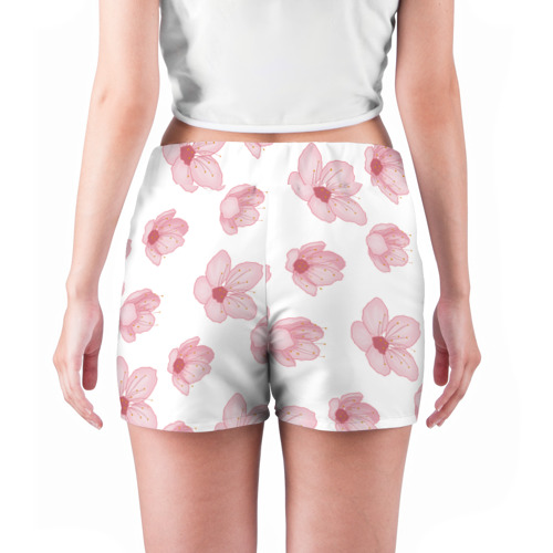 Женские шорты 3D с принтом Цветение сакуры, вид сзади #2