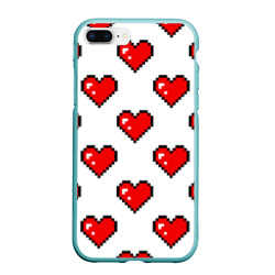 Чехол для iPhone 7Plus/8 Plus матовый Сердца в стиле пиксель-арт