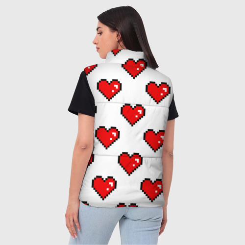 Женский жилет утепленный 3D Сердца в стиле пиксель-арт, цвет светло-серый - фото 4