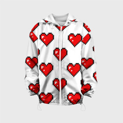 Детская куртка 3D Сердца в стиле пиксель-арт