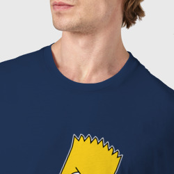 Футболка с принтом Sabaton Барт Симпсон рокер для мужчины, вид на модели спереди №4. Цвет основы: темно-синий