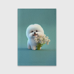 Обложка для паспорта матовая кожа Белая собака милаха