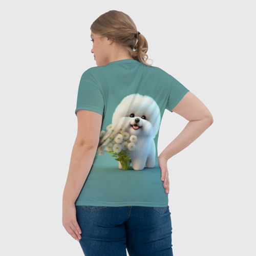 Женская футболка 3D Белая собака милаха, цвет 3D печать - фото 7
