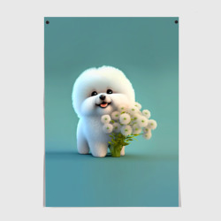 Постер Белая собака милаха