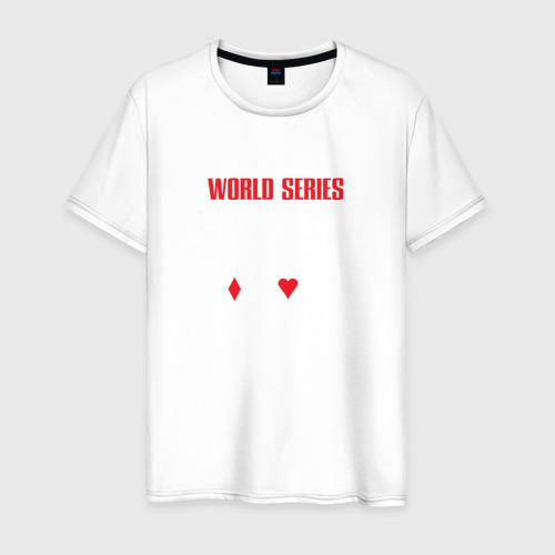 Мужская футболка из хлопка с принтом Мировая серия покера, вид спереди №1