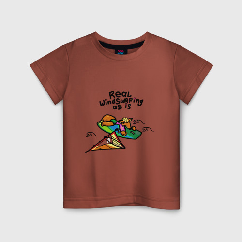 Детская футболка хлопок с принтом Виндсёрфинг как есть, вид спереди #2