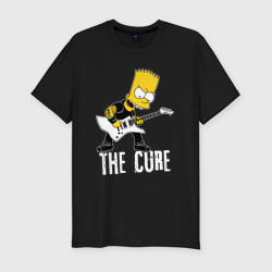 Мужская футболка хлопок Slim The Cure Барт Симпсон рокер
