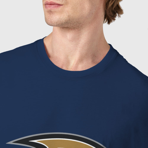 Мужская футболка хлопок Анахайм Дакс логотип, цвет темно-синий - фото 6