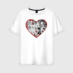 Женская футболка хлопок Oversize Анимэ девушки в сердце