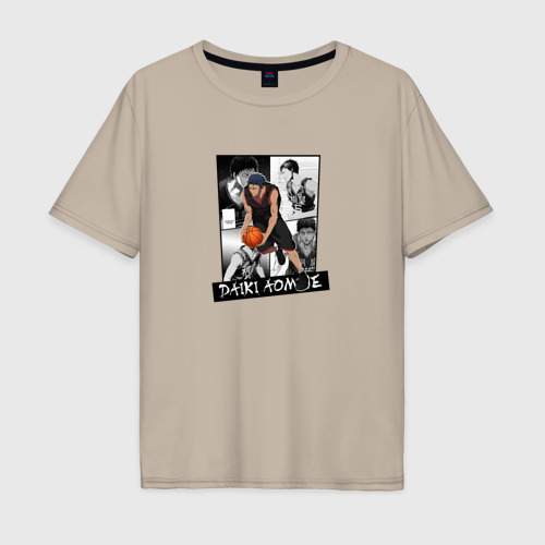 Мужская футболка хлопок Oversize с принтом Дайки Аоминэ на фоне манги, вид спереди #2