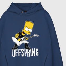 Худи с принтом Offspring Барт Симпсон рокер для женщины, вид на модели спереди №3. Цвет основы: темно-синий