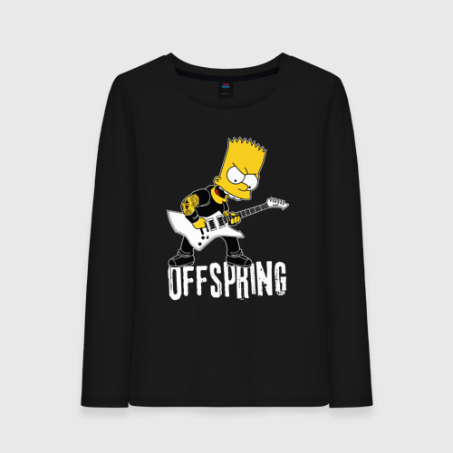 Женский лонгслив хлопок Offspring Барт Симпсон рокер, цвет черный