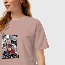 Женская футболка хлопок Oversize Крул Цепеш на фоне манги - фото 2