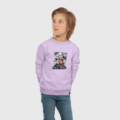 Детский свитшот хлопок Крул Цепеш на фоне манги, цвет лаванда - фото 5