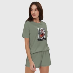 Женская пижама с шортиками хлопок Куруми Токисаки на фоне манги - фото 2