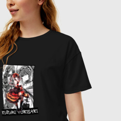 Женская футболка хлопок Oversize Куруми Токисаки на фоне манги - фото 2